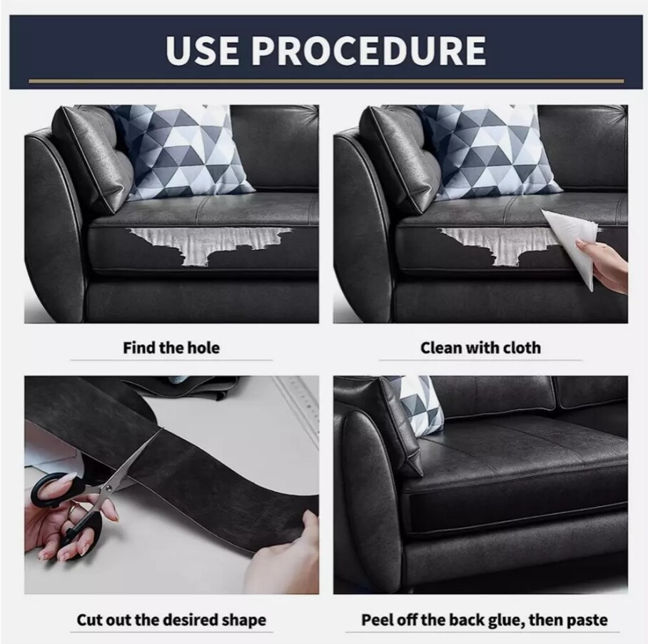 Leather Vinyl Repair Kit Black Filler Restore Car Seat Couch Sofa Patch