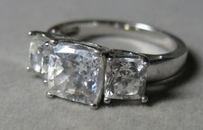 Vintage Sterling Silver Triple CZ Band Ring 5.4g Size 8.5  J3526