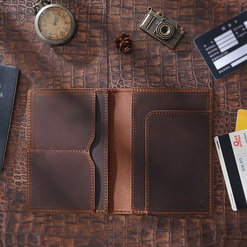 Vintage Genuine Leather Passport Holder Cover Travel Wallet ID Credit Cards Case - Picture 9 of 21