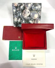 ROLEX Watch Box 14.00.02 Red Leather Wood Vintage Genuine #38