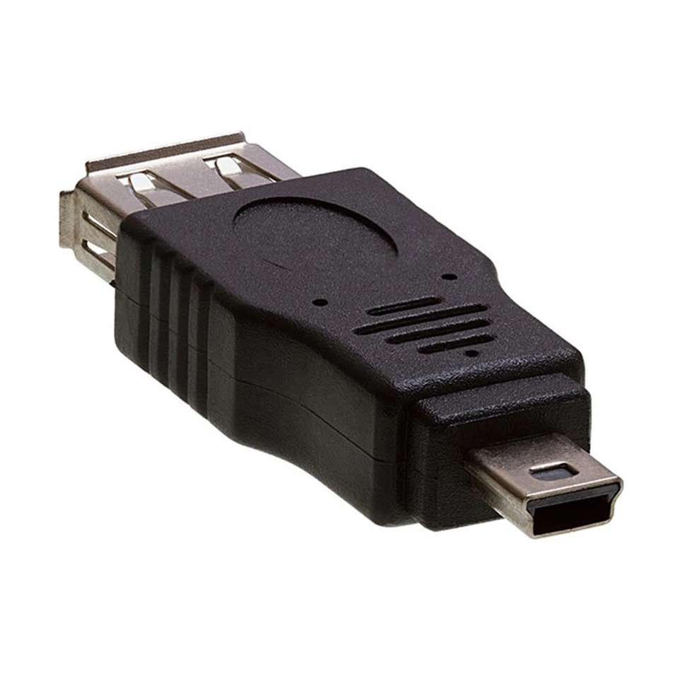 5x USB 2.0 A Female Jack to Mini B 5-Pin Male Plug Adapter Converter M/F Black - Image 2 of 3