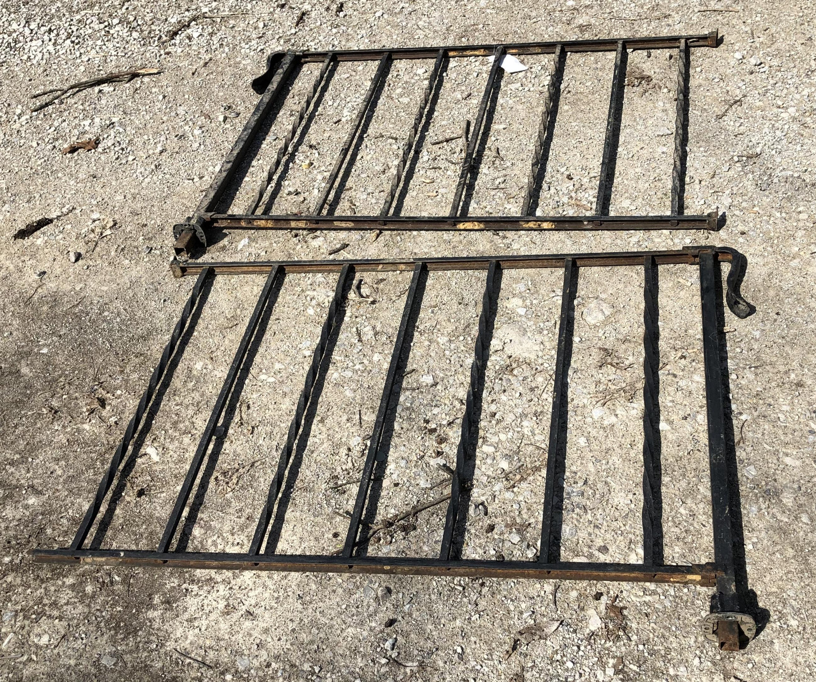 Mickey Rod Iron Step Rails Wrought Iron Porch Step Rails 46 x 33H vintage steel twist spiral ...