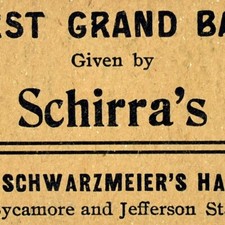 1916 Chas A Schirra's Sprudels Dance Ticket Schwarzmeier's Hall Sycamore Buffalo