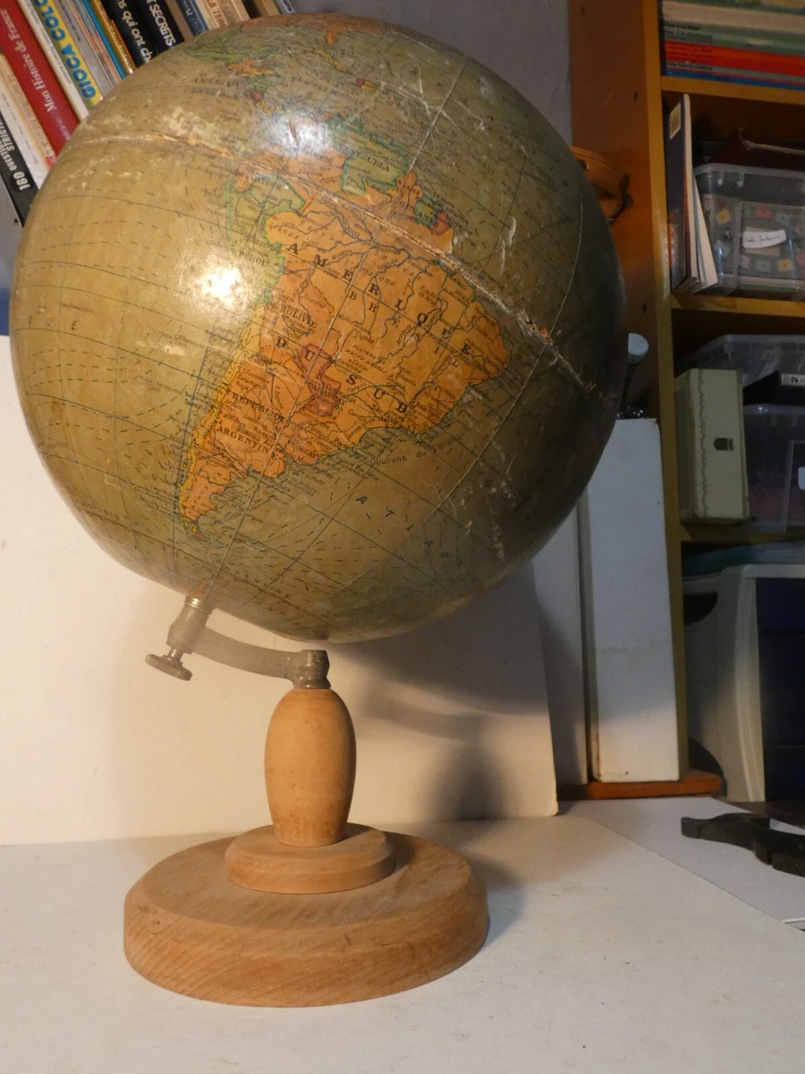 Globe Terrestre En Aluminium Fossil - Objet Collector Déco - 369 Grammes - Occasion