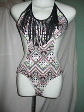 Victoria's Secret 'Pink' Backless one piece Swimsuit Fringed neckline Wild S