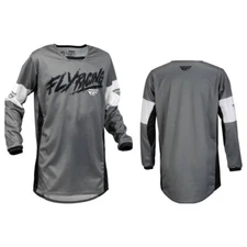 Fly Racing Kinetic Khaos Youth Jersey Grey/Black MX Off-road ATV BMX MTB Kid LG