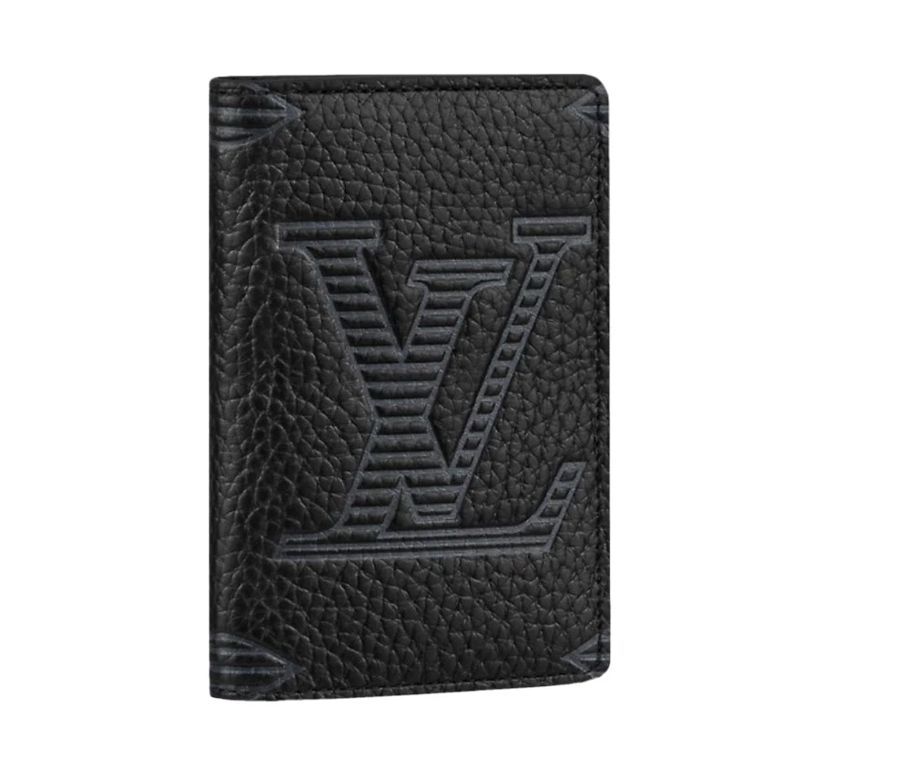 LOUIS VUITTON Monogram Leather Pocket Organizer Navy Blue