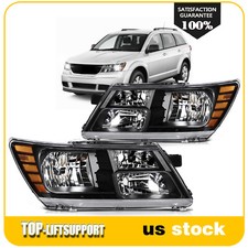 Headlights Assembly For Dodge Journey 2009-2020 Black Housing Left+Right Pair