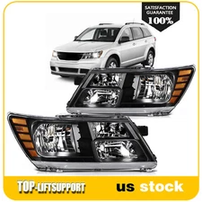 Headlights Assembly For Dodge Journey 2009-2020 Black Housing Left+Right Pair