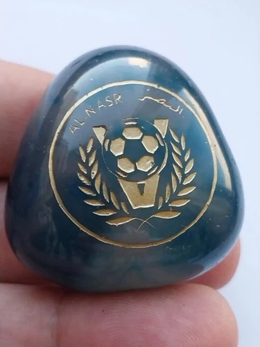 Rare Saudi Arabia Soccer Football Al Nasr gemstone Blue Calcite aquamarine color