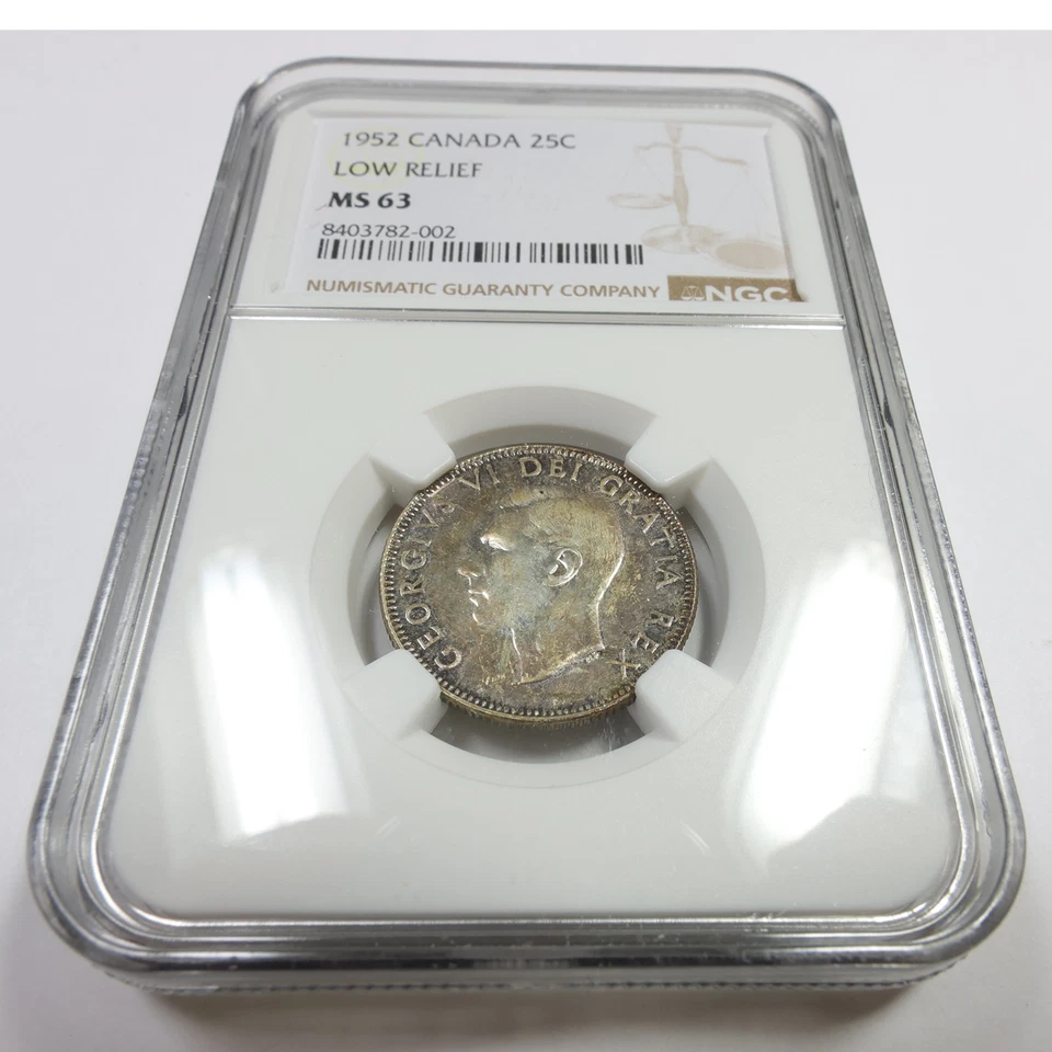 1952 NGC MS63 - Canada Toned Silver Twenty Five Cent 25c Coin #57961A - Image 2 of 3