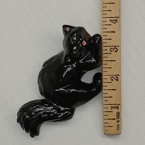 Vtg Halloween Decor Mini Black Cat Arched Back Porcelain Figurine 3” Hissing - Picture 15 of 15