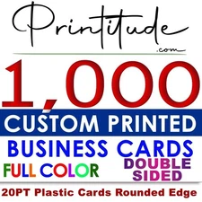 1000 20PT Plastic BUSINESS CARDS Personalized w/ YOUR CUSTOM ARTWORK 2 SIDED
