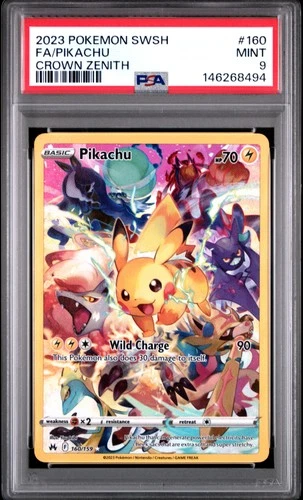 2023 Pokemon Crown Zenith Pikachu Full Art #160 MINT PSA 9 SWSH Secret Rare