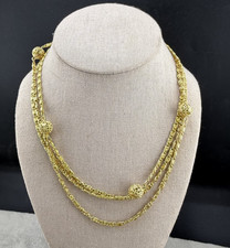 Vintage Estate Necklace Gold Greek Key Filigree Long Double Wrap 52in