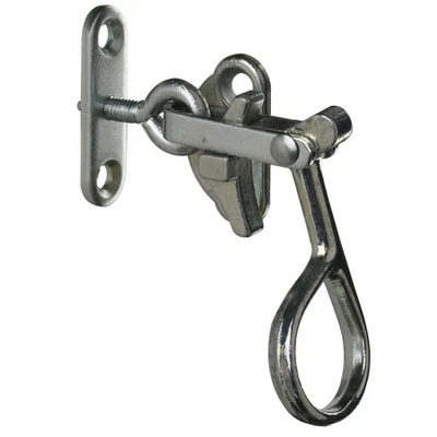 POLLMANN BAUBESCHLÄGE Ankettel mit Plattenöse Fensterhaken asymmetrisch verzinkt - 10er-Pack