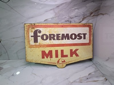 Vintage LARGE 36X24'' Foremost Milk Double Sided Hanging Sign Metal RARE Dairy