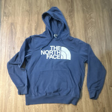 The North Face Boys Blue Pullover Hoodie Size L Graphic Logo Pockets LS
