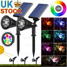 1-4 Solar Spot Lights 7 LED Colour Changing Projection Stake Lamp Outdoor Garden
