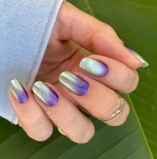 Color Street Nail Polish Strips~Mi Little Obsession~Mint Purple Diagonal Ombré