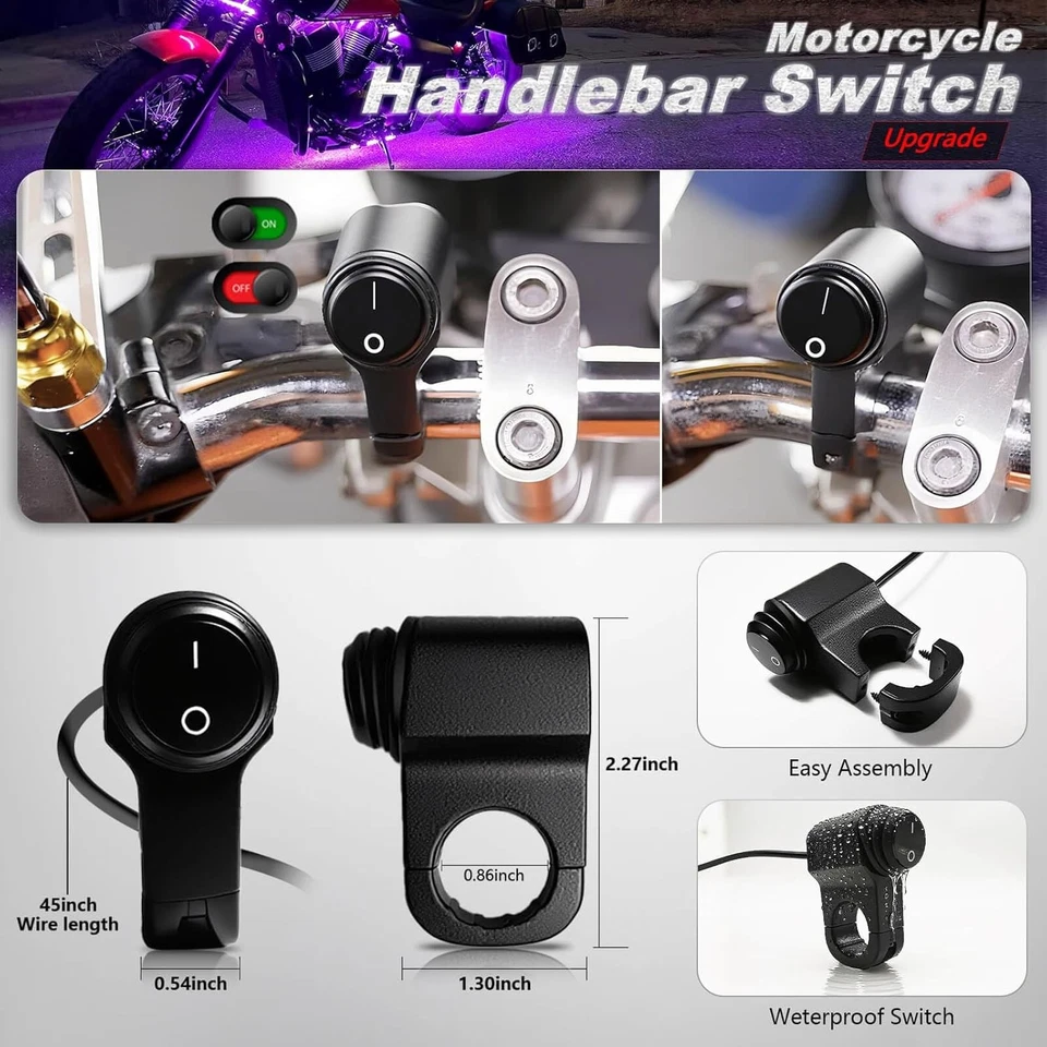 16PCS Motorcycle LED Light Kit with w/Handlebar Switch, RGB Multi-Color  - Image 2 of 4