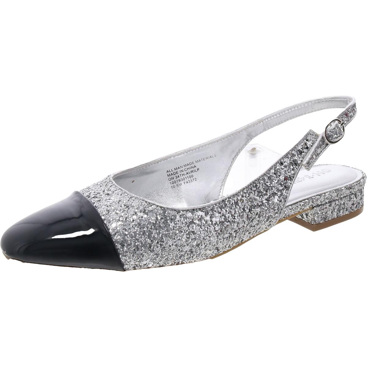 На каблуках-босоножках 34-го размера с серебристым блеском, 10,5 Средний (B,M) BHFO 0623