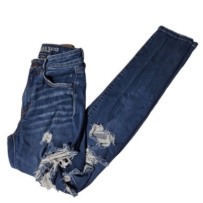 American Eagle Super Stretch X Jeans Womens Size 6 Skinny Destroyed Ripped Denim