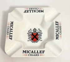 Micallef Cigars Ceramic Ashtray Collectible Gomez Sanchez 9" Square
