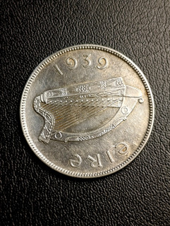 1939 Ireland Silver Half Crown coin AUNC Lovely Example Key Date X29