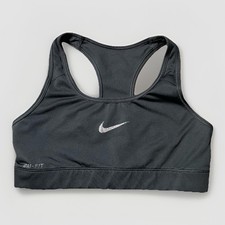 Nike Pro Dri-FIT Size S High Support Racerback Sports Bra Black W/White Swoosh