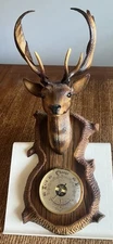 Vtg Plastic Deer Head Barometer Thermometer Antlers Home Decor Wall Mount 17"