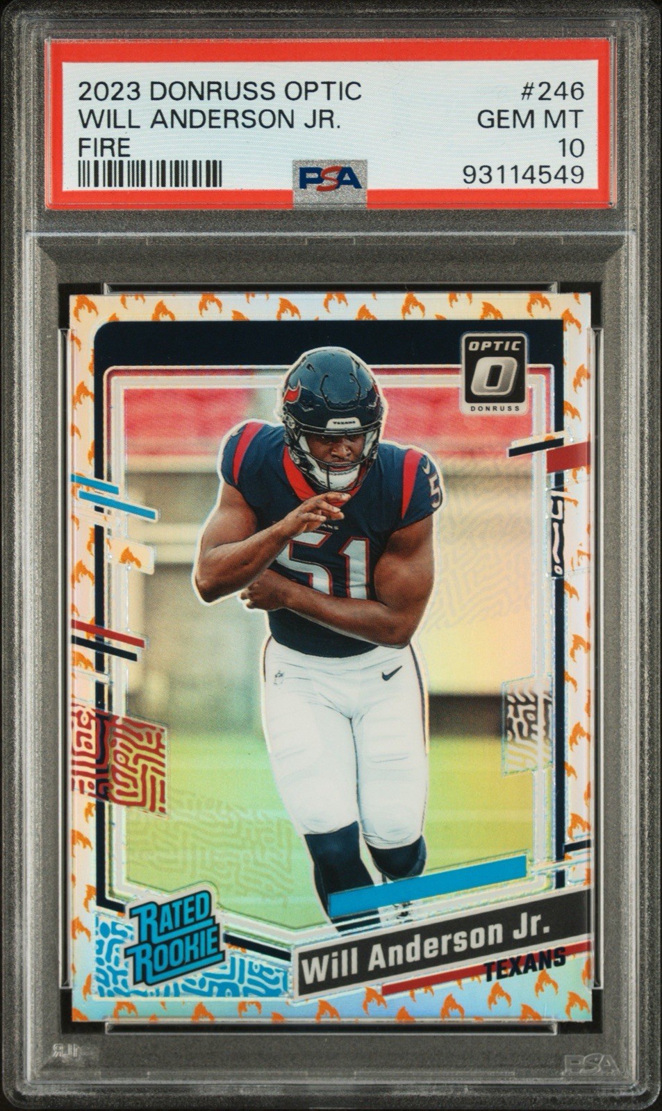 2023 DONRUSS OPTIC #246 WILL ANDERSON JR FIRE EMOJI PSA 10 *POP 12*