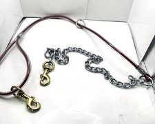 DARK RED 5-FT Cable  Chain SS Dog Leash Lead Heavy Duty Waterproof Brass Snaps