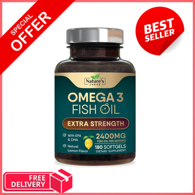 Triple Strength Omega 3 Fish Oil Supplement 2400 mg - EPA & DHA Fish Oil Omega 3