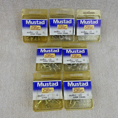 Mustad Triple Grip Super Strong Treble Hook LOT 1/0 2/0 3/0 new old stock