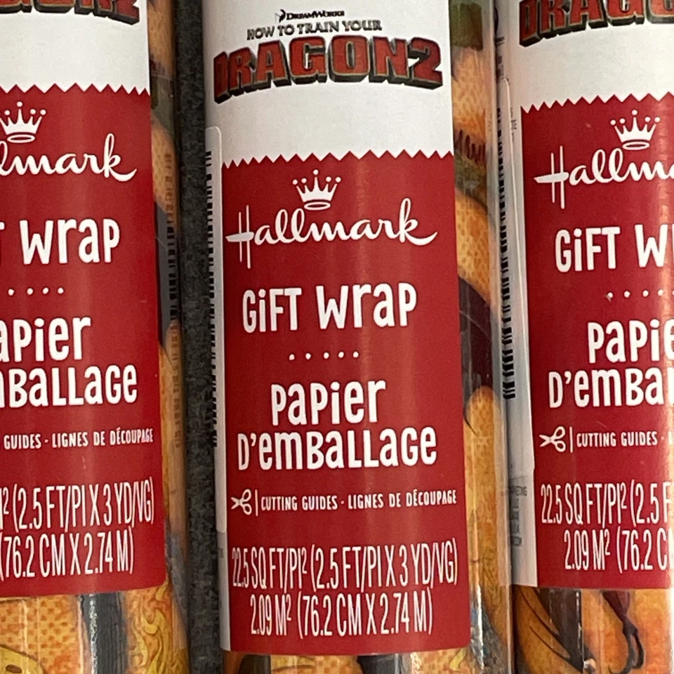 Lote de 7 rollos Cómo entrenar a tu dragón 2 envoltura de regalo 22,5 pies cuadrados x 2 Foto 3 de 4