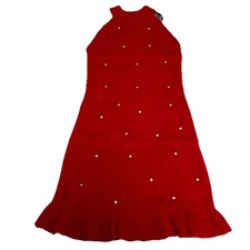 Jolie & Joy Vintage Hollywood Womens Red Sweater Dress Medium