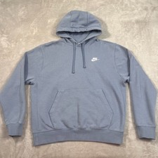 Nike Sweater Mens Medium Blue Gray Hoodie Fleece Pullover Sweatshirt Active