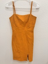 Bodycon Mini Dress Spaghetti Strap Slit Burnt Orange Woman’s Size S Forever 21