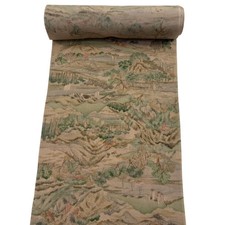 JAPANESE KIMONO FABRIC CLOTH BOLT PURE SILK LIGHT BROWN KOMON AA10569