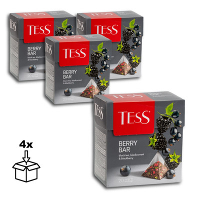 Tess Schwarzer Tee mit Johannisbeer-und Brombeergeschmack, 20 Teebeutel, 4 x 36g
