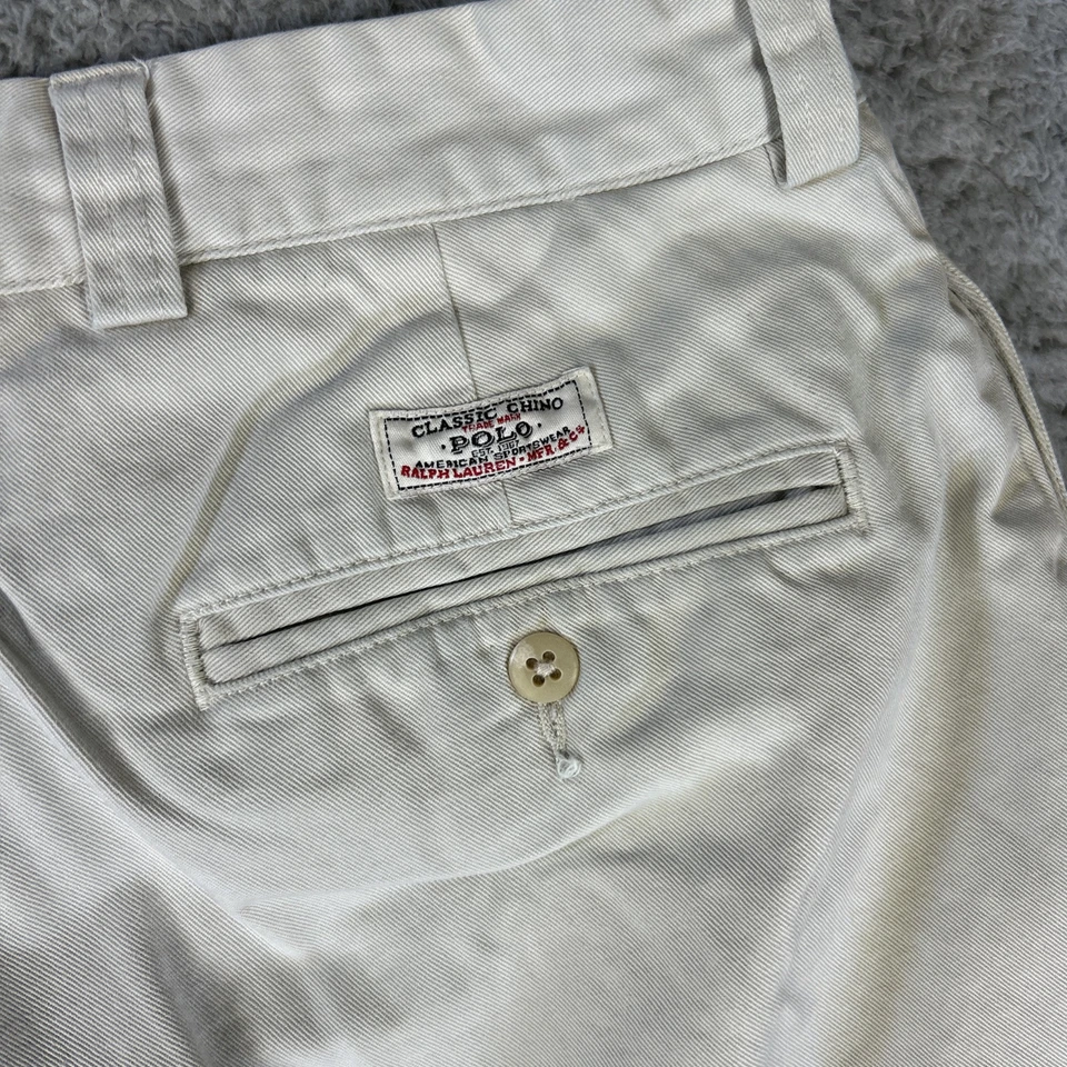 Vintage Polo Ralph Lauren Pants Mens 38x30 Beige Cream Philip Chino Straight 90s - Image 3 of 4