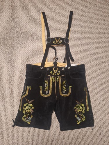 Bavaria Trachten Lederhose Wildleder Shorts Herren 40 schwarz Oktoberfest German Leather - Bild 5 von 11