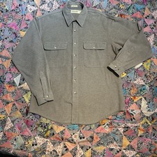 Vintage St John's Bay Gray Long Sleeve Button Up Size XL Chamois 100 cotton