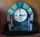 Vintage Linden Stained Glass Tiffany Inspired Art Deco Mantle Clock Untested