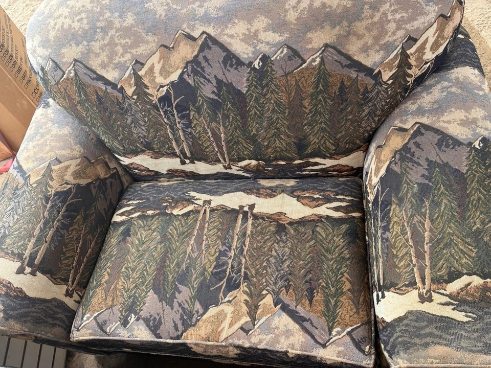 PAR de sillas tapices rústicas Lodge y medio sillones de gran tamaño con reposapiés Foto 2 de 4