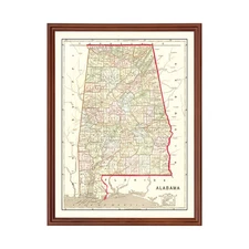 Old Map of Alabama 1856 - Vintage Alabama Art