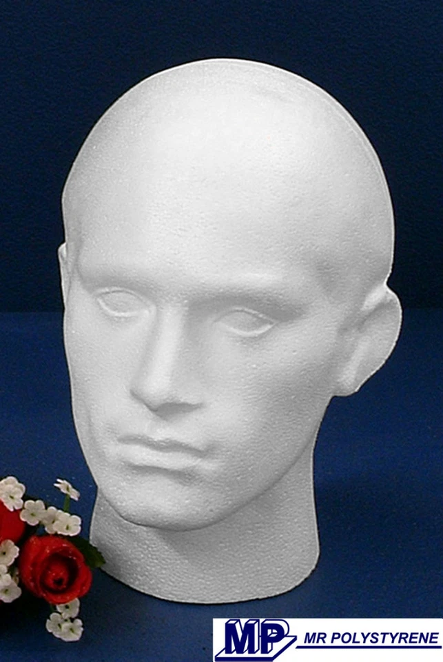 1 POLYSTYRENE MALE MANNEQUIN DISPLAY HEAD FREE POSTAGE