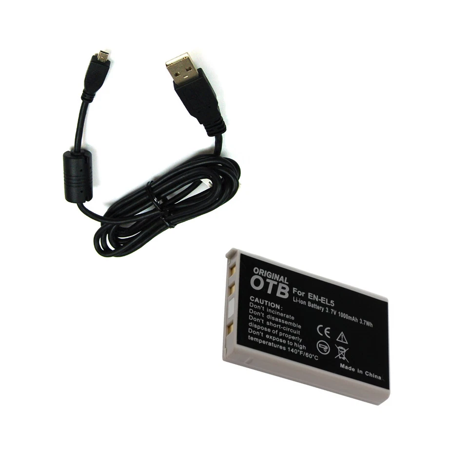OTB, PATONA Akku und Ladekabel Datenkabel für Nikon Coolpix P100 P500 P510 P520 P530 EN-EL5