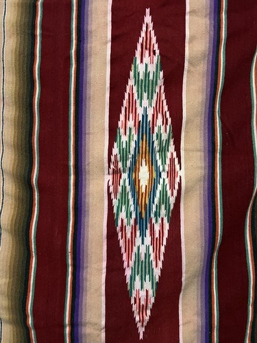 Wool Saltillo Sarape Blanket 90 X 60 Colorful Aztec Southwest Diamond Mexican - Picture 5 of 8